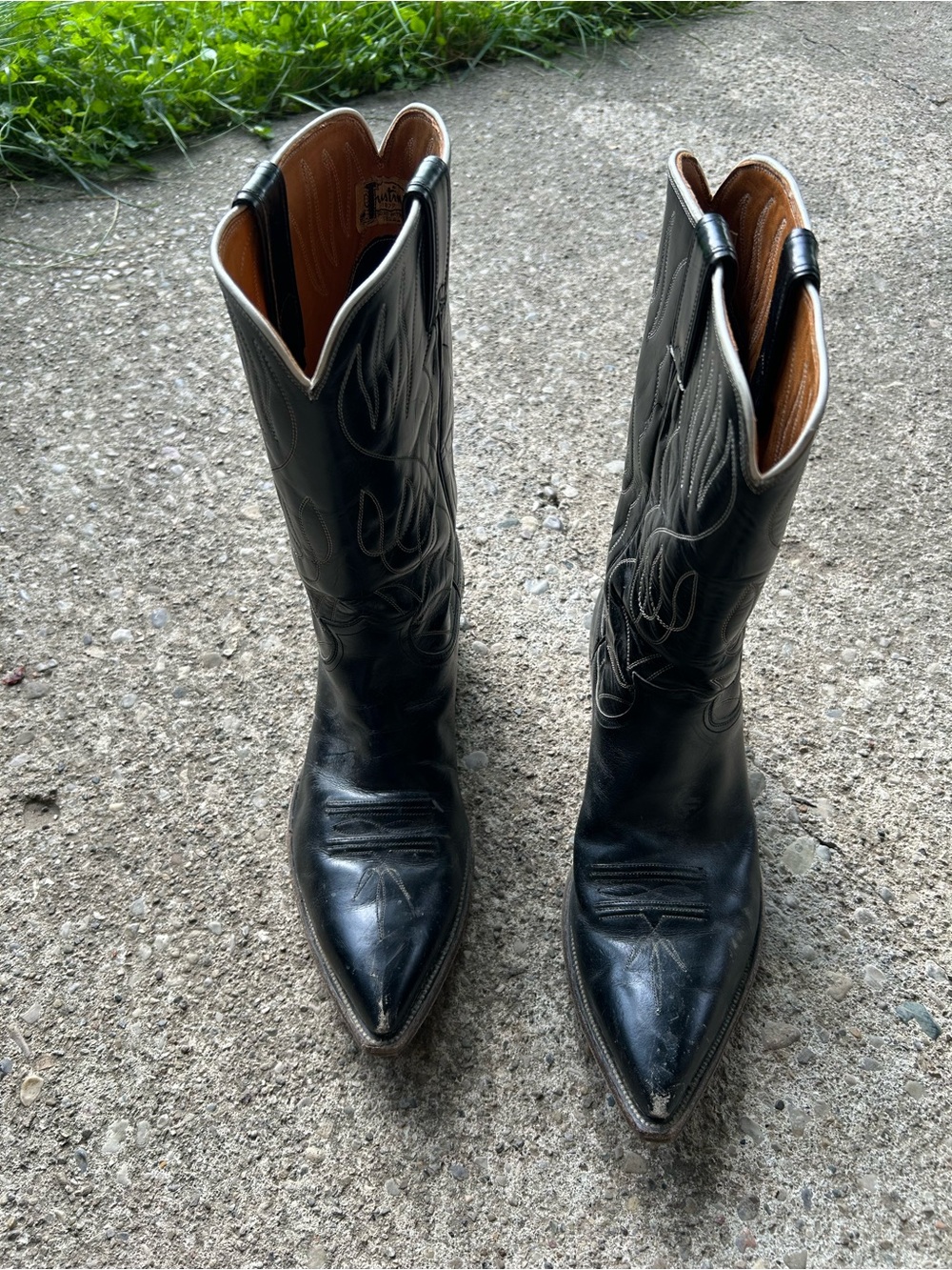 Justin Black Leather Western Cowboy Boots - Women's Classic Pull-On
